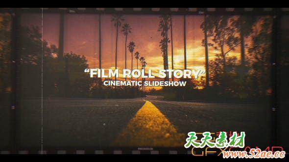 AE模板-复古回忆胶卷照片墙开场 Film Roll Story Cinematic Slideshow-天天素材网