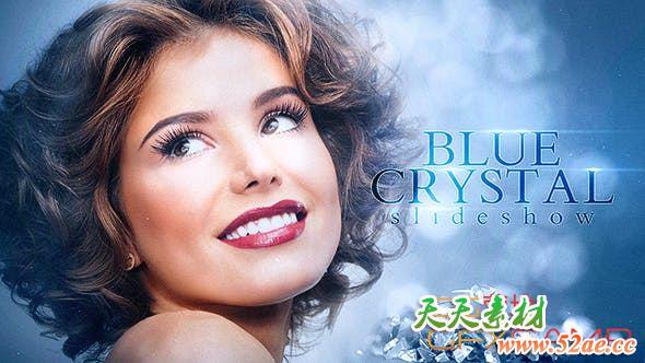 AE模板-典雅钻石人物幻灯片开场 Blue Crystal Slideshow-天天素材网