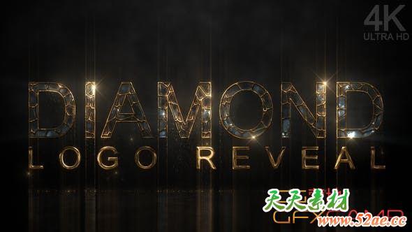 AE模板-奢华金色三维Logo文字动画 Diamond Logo Reveal-天天素材网