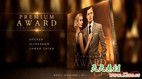 AE模板-大气奢华颁奖典礼人物介绍片头 Premium Award Pack-天天素材网