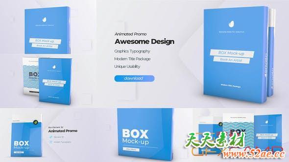 AE模板-产品盒子展示三维动画 Box Product Pack Mockup – Box Software Mock-up Cover Template-天天素材网