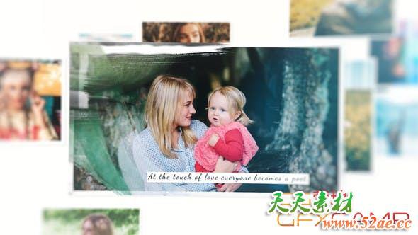 AE模板-笔刷遮罩照片相册幻灯片开场 Photography Smooth Brush Slideshow-天天素材网