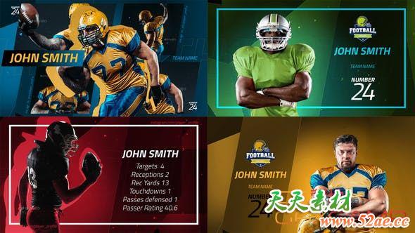 AE模板-体育运动员人物介绍信息资料数据包装片头 Sport Player Profiles Pack-天天素材网