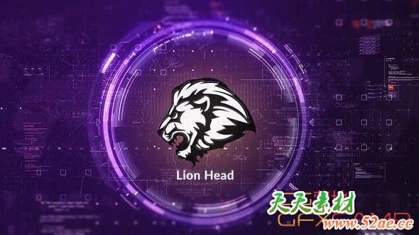 AE模板-科技感圆环Logo动画 Digital Ring Logo-天天素材网