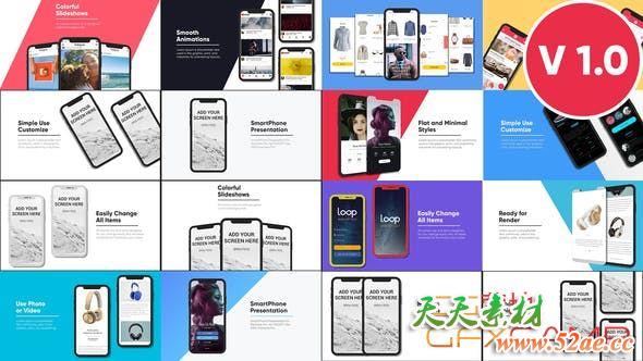 PR模板-iPhoneX苹果手机APP宣传动画片头 Smartphone Presentation-天天素材网