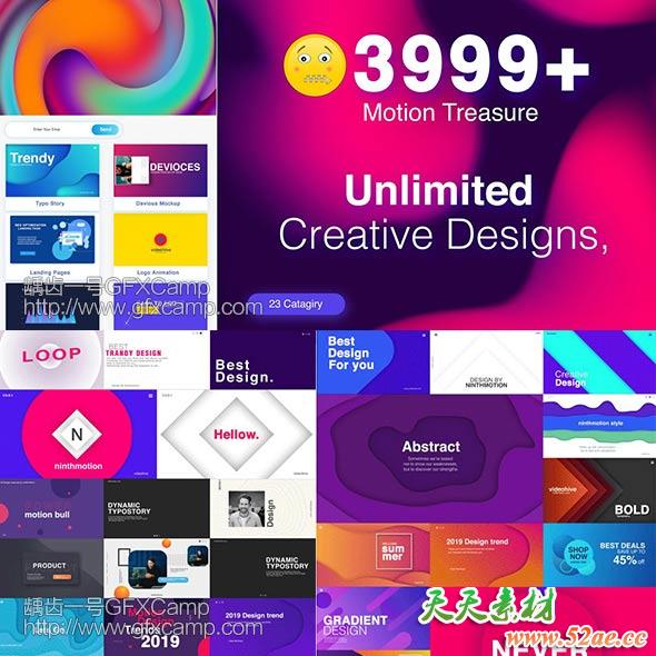 AE脚本-3999组卡通扁平化文字标题排版表情转场动画预设 Motion Treasure-天天素材网