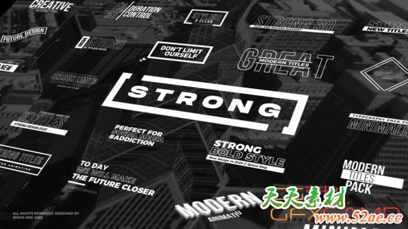 Apple Motion+FCPX插件-30组文字标题字幕动画预设 Strong Titles-天天素材网