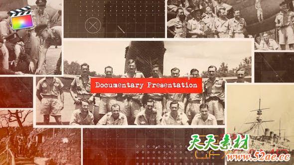 FCPX插件-历史回忆照片相册模板片头 The Documentary 2-天天素材网