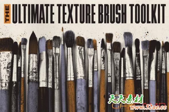 640个PS笔刷素材 True Grit Texture – The Ultimate Texture Brush Toolkit-天天素材网