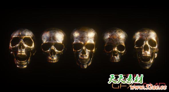 骷髅头3D模型 Billelis 3D Skull Model Pack Vol.1 (C4D/OBJ格式)-天天素材网