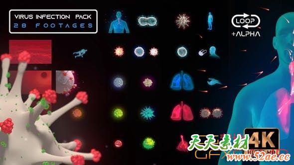 病毒细菌医学相关视频素材 Virus Infection Medical HUD Body Pack-天天素材网