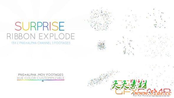 庆祝礼花爆炸视频素材 Surprize Ribbon Explodes-天天素材网