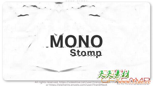 AE模板-创意黑白文字视频快闪片头 Mono Stomp-天天素材网