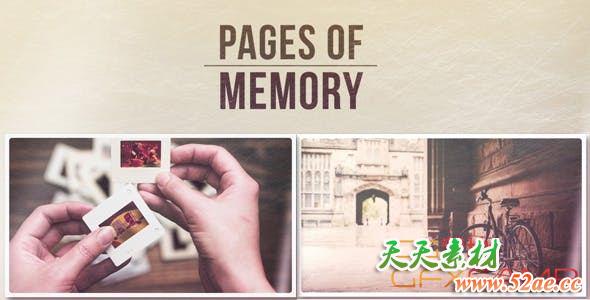 AE模板-复古回忆照片相册片头 Slideshow – Pages of Memory-天天素材网