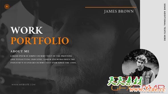 AE模板-商务信息个人简介包装片头 Work Portfolio-天天素材网