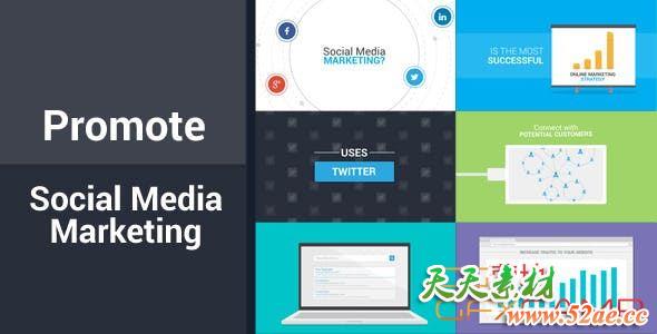 AE模板-网络社交宣传包装MG动画片头 Promote – Social Media Marketing-天天素材网