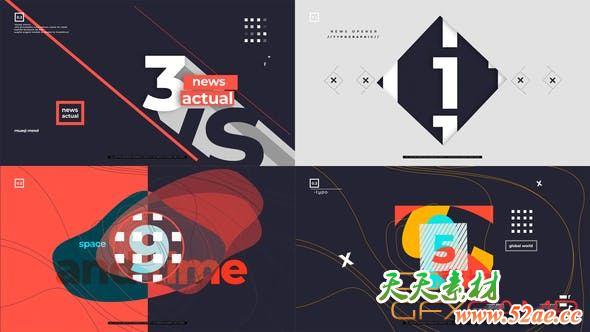AE模板-创意图形倒计时MG动画 Tv News Countdown-天天素材网