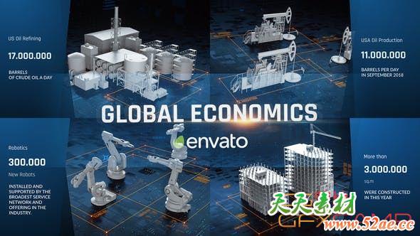 AE模板-经济三维元素动画包装片头 Economics Pack-天天素材网