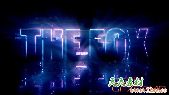 AE模板-逆光科技感霓虹灯Logo动画 Neon Glitch Logo Reveal-天天素材网