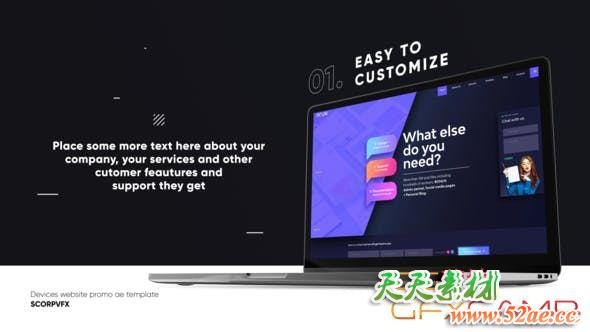 AE模板-苹果电脑网站宣传介绍片头 Dark Website Promo Mockup-天天素材网