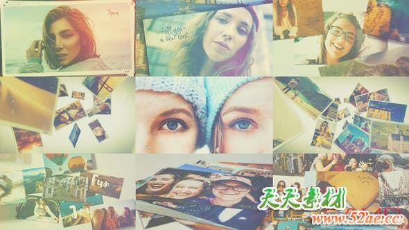 AE模板-照片墙背景图片相册回忆开场 Photo Slideshow Movie-天天素材网