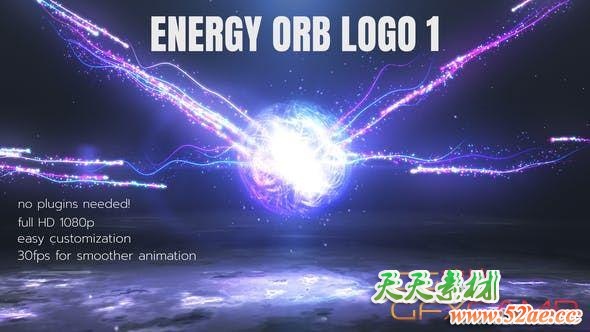 AE模板-粒子光线汇聚能量球Logo动画 Energy Orb Logo 1-天天素材网