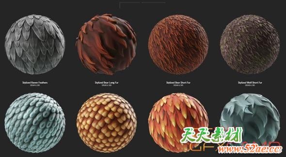 142组有机生物羽毛材质预设 Substance Source Organic Materials-天天素材网