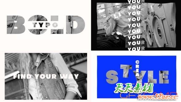 FCPX插件-文字图片快闪片头模板 Bold Typo Intro-天天素材网