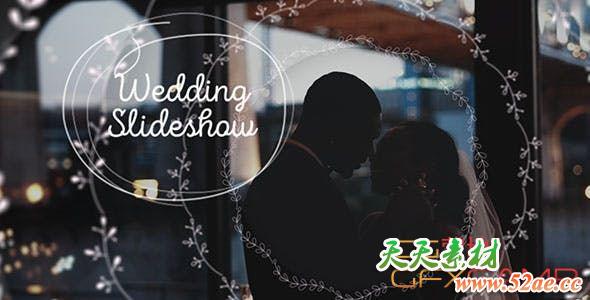AE模板-花环浪漫婚礼照片相册片头 Wedding Slideshow-天天素材网