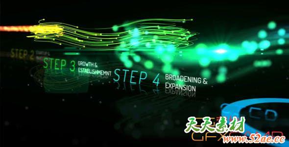 AE模板-粒子线条拖尾时间线片头 Rainbow Corporate Timeline Evolution-天天素材网