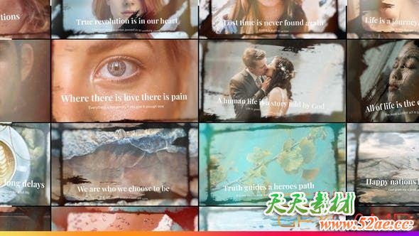 AE模板-温馨回忆笔刷遮罩照片相册片头 Emotional Times Slideshow-天天素材网