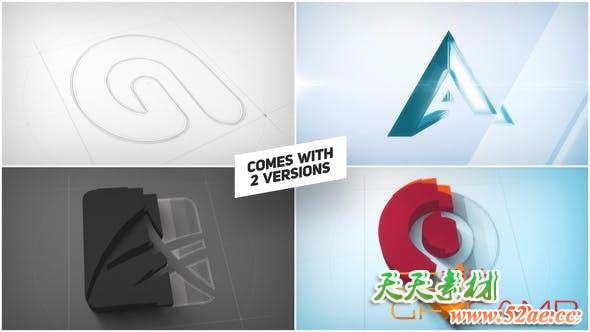 AE模板-建筑蓝图设计三维Logo动画 Architect 3D Logo Reveal-天天素材网