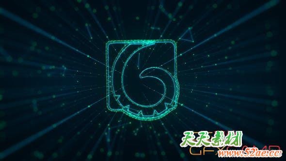 AE模板-科技感点线Logo动画 The Plex Digital Glitch Logo-天天素材网