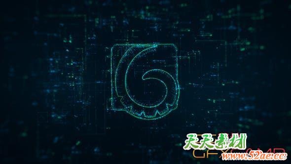 AE模板-科技感描边Logo动画 Digital IT Logo-天天素材网