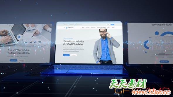 AE模板-点线背景三维场景科技感包装片头 Digital Technology-天天素材网