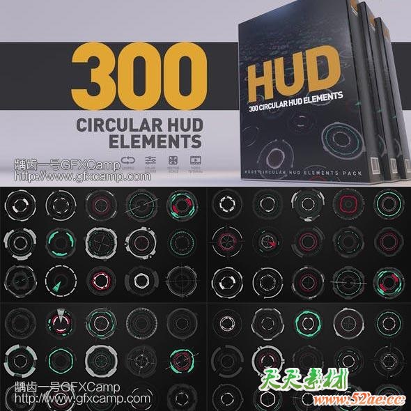 AE模板-300组高科技HUD圆环图形动画-天天素材网