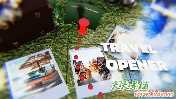 AE模板-旅游地图照片相册展示片头 Travel Photo Opener-天天素材网