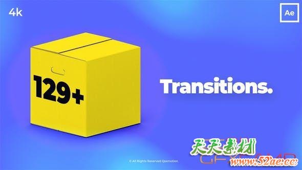 AE模板-129组简洁图形切割转场动画 Clean & Minimal Transitions-天天素材网