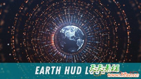 AE模板-HUD科技感地球Logo动画 Earth HUD Logo-天天素材网