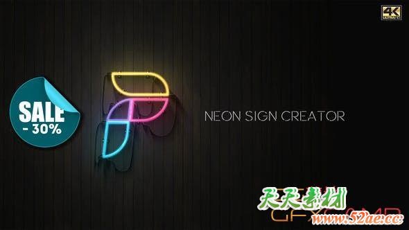 AE模板-霓虹灯文字Logo动画工具包 Neon Sign Creator-天天素材网