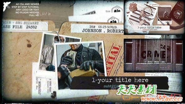 AE模板-犯罪线索记录视频片头 Crime Case-天天素材网