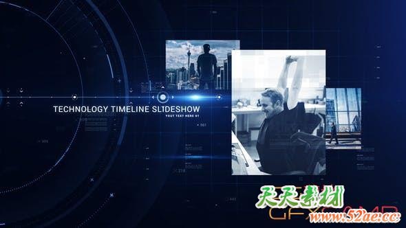 AE模板-科技感时间线图片视频介绍片头 Technology Timeline Slideshow-天天素材网