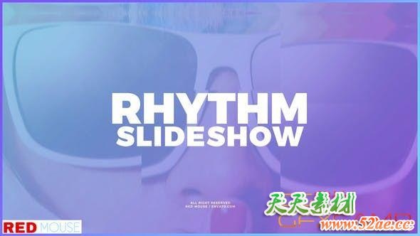 AE模板-切割快闪节奏感图片文字片头 Rhythm Slideshow-天天素材网