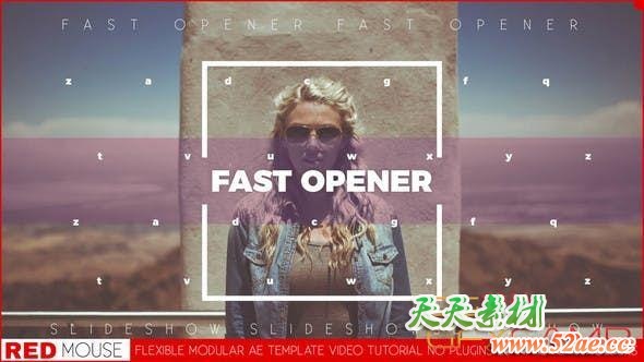 AE模板-快速文字图片开场片头 Fast Modern Opener-天天素材网