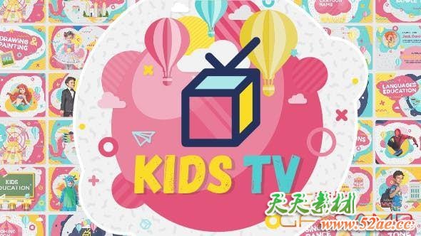 AE模板-卡通色彩儿童小孩栏目包装 Kids Tv – Broadcast Social Channel Design-天天素材网