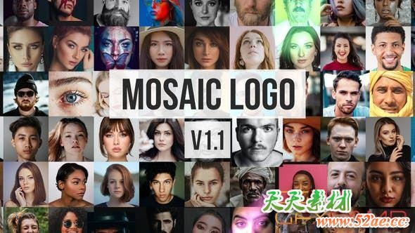 AE模板-照片墙拼贴Logo动画 Mosaic Photos Logo Reveal V1.1-天天素材网