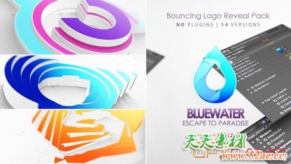 AE模板-弹跳感三维Logo动画 Bouncing 3D Logo Reveal-天天素材网