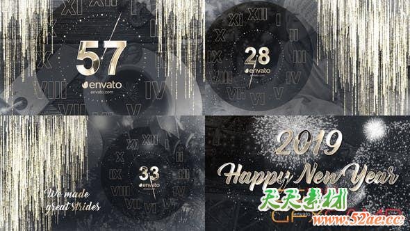 AE模板-金色粒子新年倒计时片头 New Year Countdown 2019-天天素材网