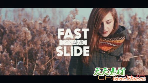 AE模板-快速动感图片视频开场 Fast Dynamic Glitch Slide-天天素材网