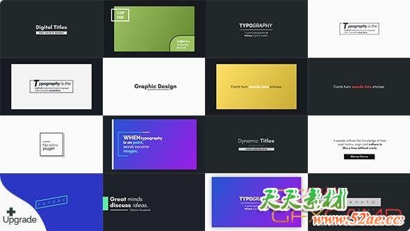 AE模板-动态简洁文字标题字幕动画 Titles-天天素材网